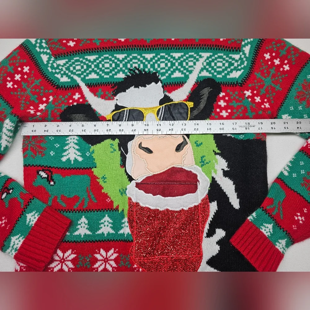 Ugly Christmas Sweater Celebrate Together‎ Mens M Cow